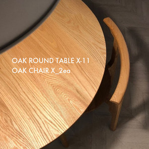 OAK ROUND TABLE X-11 + OAK CHAIR X_2ea